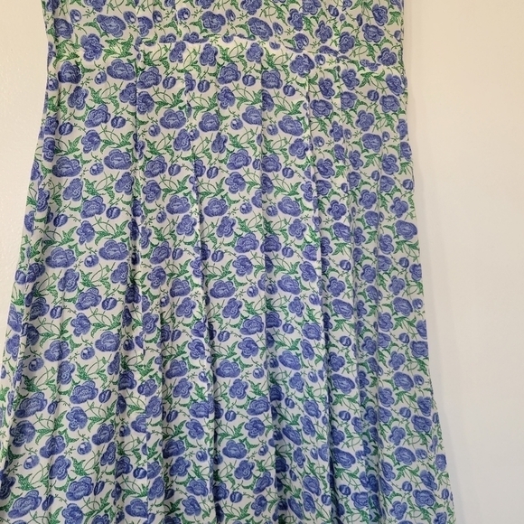 Vintage Jerold Blue Floral and White Lace Short Sleeve Dress S/M - Picture 5 of 8